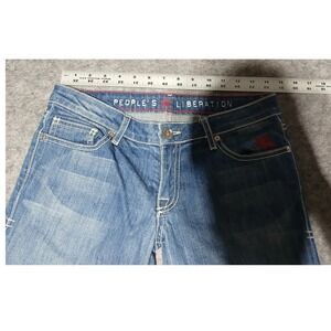 Peoples Liberation Womens Star Pocket Denim Jeans Blue Bootcut Made in USA Sz 26